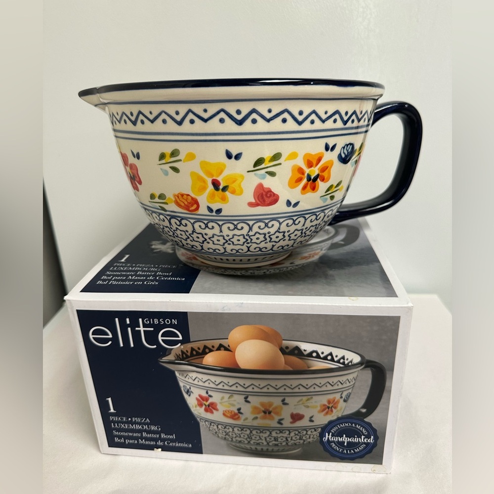 Gibson Elite Handpainted Floral Mixing Bowl - Multicolor